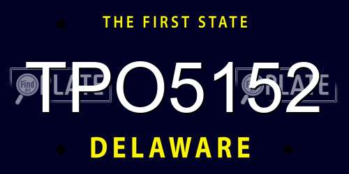 TPO5152 Delaware License Plate