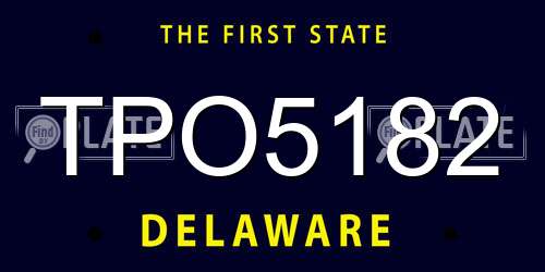 TPO5182 Delaware License Plate