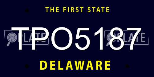 TPO5187 Delaware License Plate