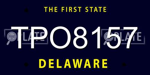 TPO8157 Delaware License Plate