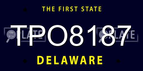 TPO8187 Delaware License Plate
