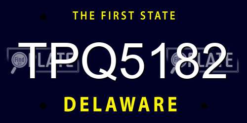 TPQ5182 Delaware License Plate