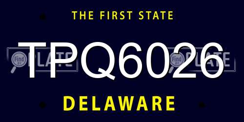 TPQ6026 Delaware License Plate