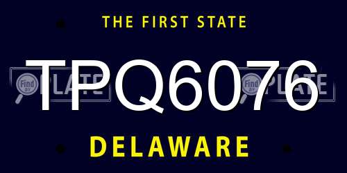 TPQ6076 Delaware License Plate