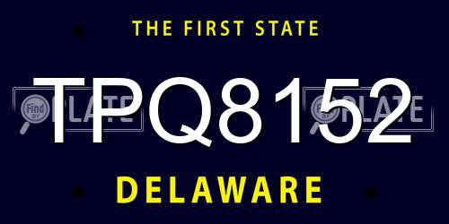 TPQ8152 Delaware License Plate