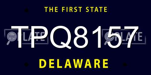 TPQ8157 Delaware License Plate