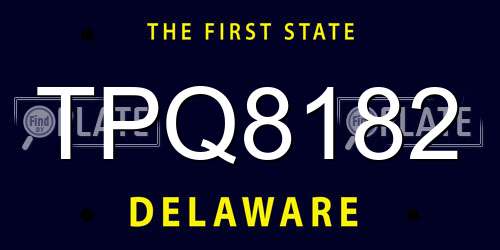 TPQ8182 Delaware License Plate