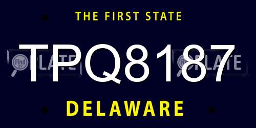 TPQ8187 Delaware License Plate