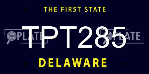 TPT285 Delaware License Plate