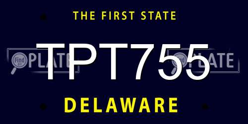 TPT755 Delaware License Plate