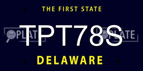 TPT78S Delaware License Plate