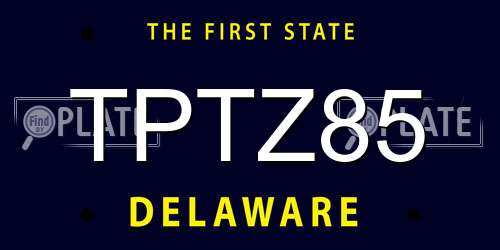 TPTZ85 Delaware License Plate