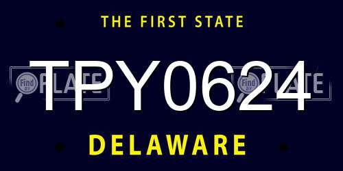 TPY0624 Delaware License Plate
