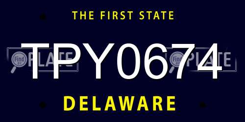 TPY0674 Delaware License Plate
