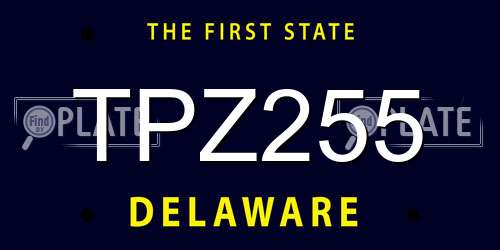 TPZ255 Delaware License Plate