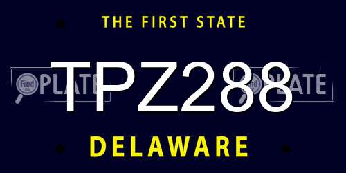 TPZ288 Delaware License Plate