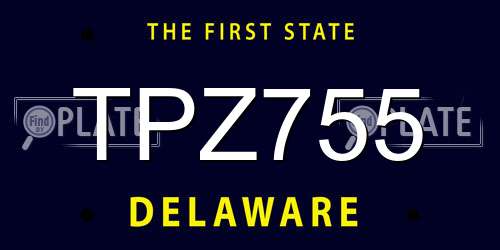 TPZ755 Delaware License Plate