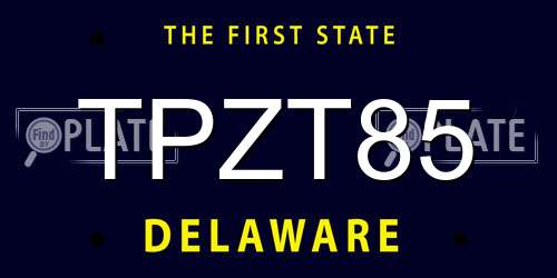 TPZT85 Delaware License Plate