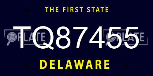 TQ87455 Delaware License Plate