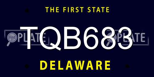 TQB683 Delaware License Plate