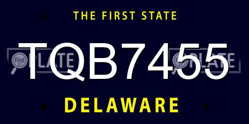 TQB7455 Delaware License Plate