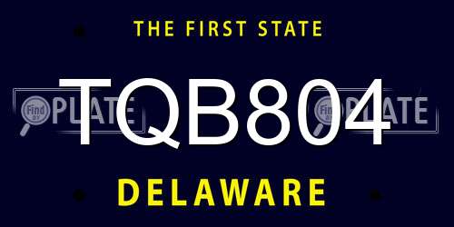 TQB804 Delaware License Plate