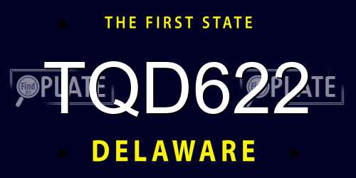 TQD622 Delaware License Plate