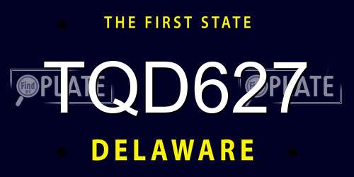 TQD627 Delaware License Plate