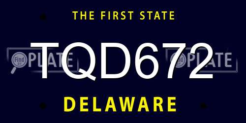 TQD672 Delaware License Plate