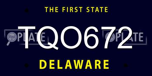 TQO672 Delaware License Plate