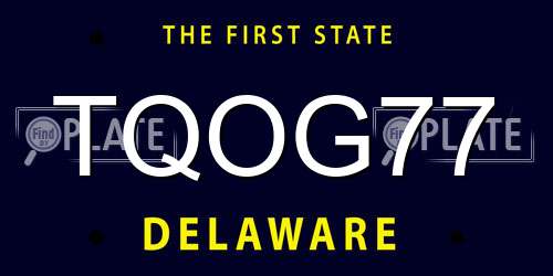 TQOG77 Delaware License Plate