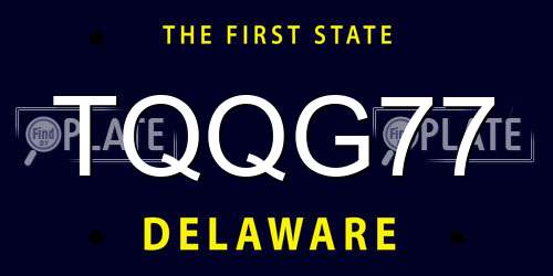 TQQG77 Delaware License Plate