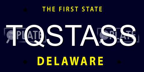 TQSTASS Delaware License Plate