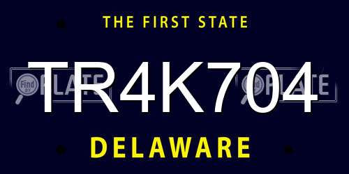 TR4K704 Delaware License Plate