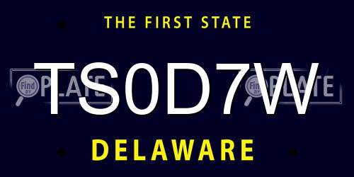 TS0D7W Delaware License Plate