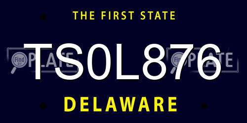 TS0L876 Delaware License Plate