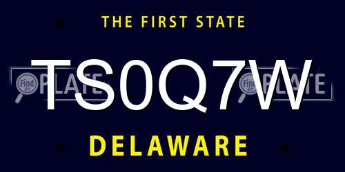 TS0Q7W Delaware License Plate