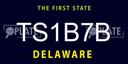 TS1B7B Delaware License Plate