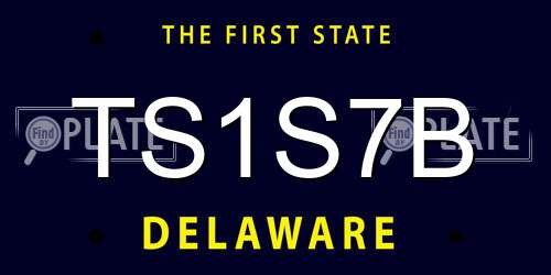 TS1S7B Delaware License Plate