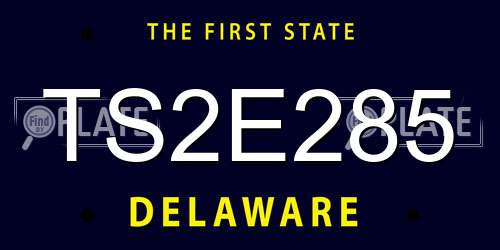 TS2E285 Delaware License Plate