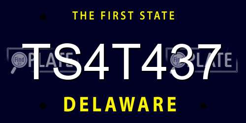 TS4T437 Delaware License Plate