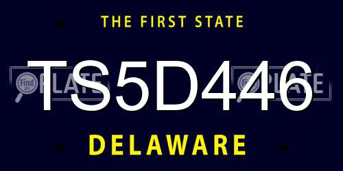 TS5D446 Delaware License Plate