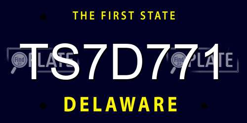 TS7D771 Delaware License Plate