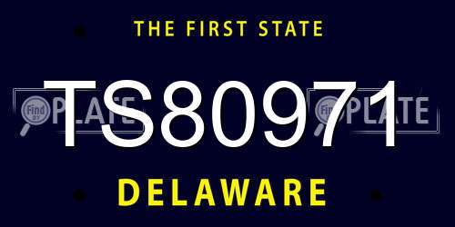 TS80971 Delaware License Plate