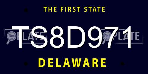TS8D971 Delaware License Plate