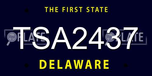 TSA2437 Delaware License Plate