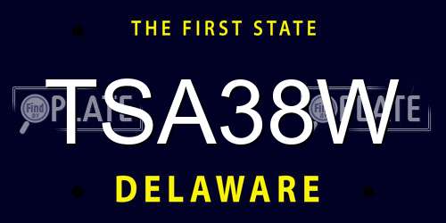 TSA38W Delaware License Plate