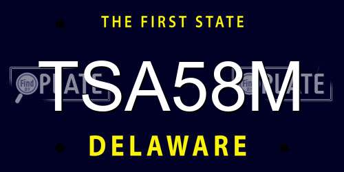 TSA58M Delaware License Plate