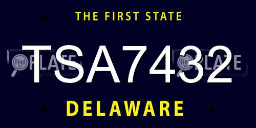 TSA7432 Delaware License Plate