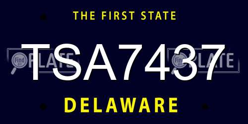 TSA7437 Delaware License Plate